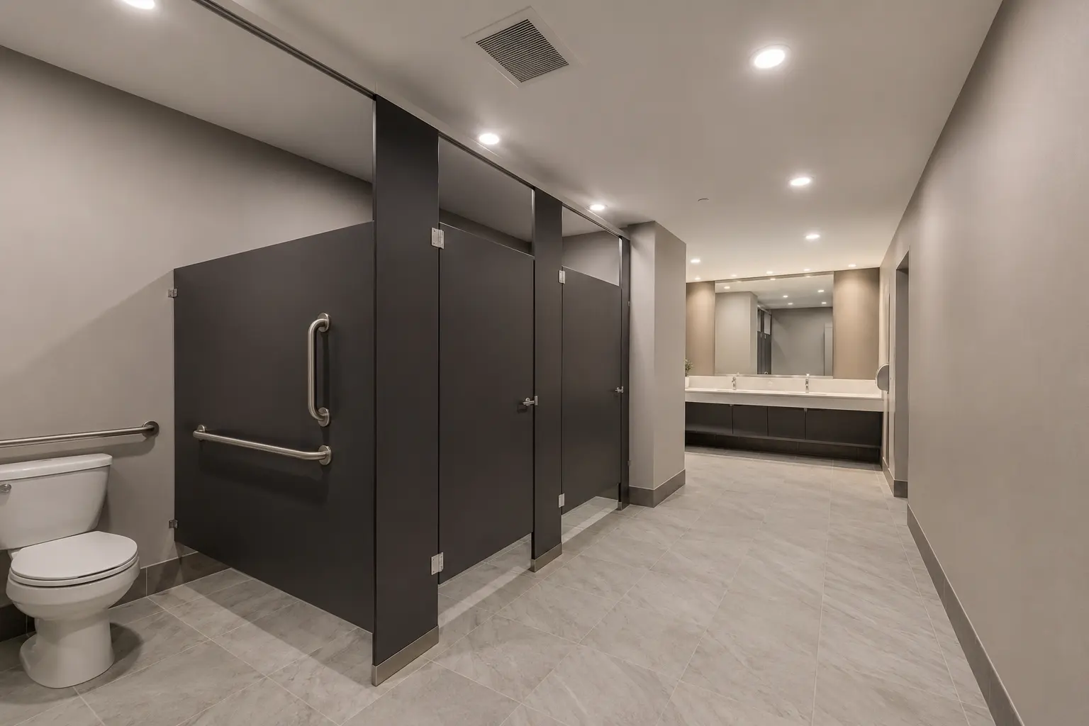 Completed Common Area Washroom Renovation installation by Ardenvale Construction