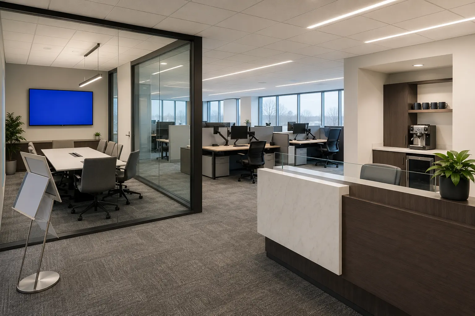 Corporate Office Renovation across Pickering property by Ardenvale Construction