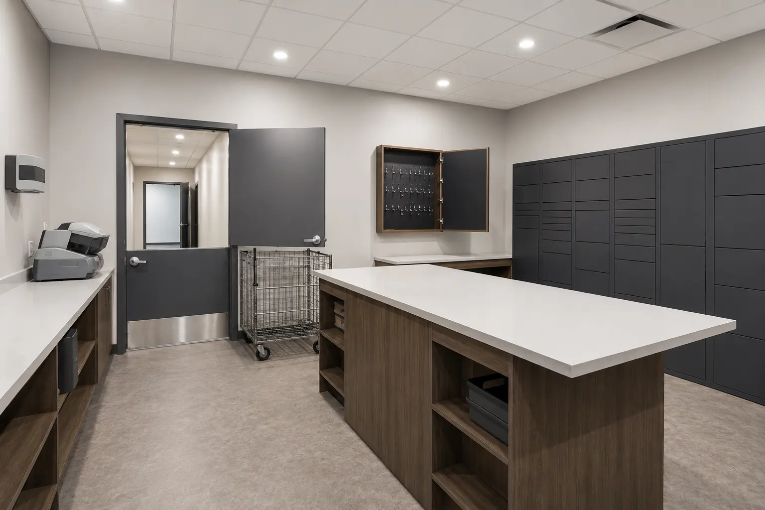 Mail Room Renovation in Maple being built and completed on site by Ardenvale Construction